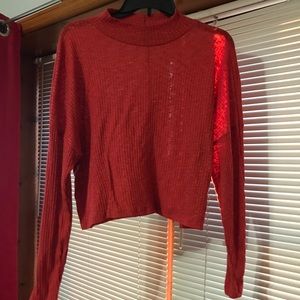 Cropped turtleneck, orange colored